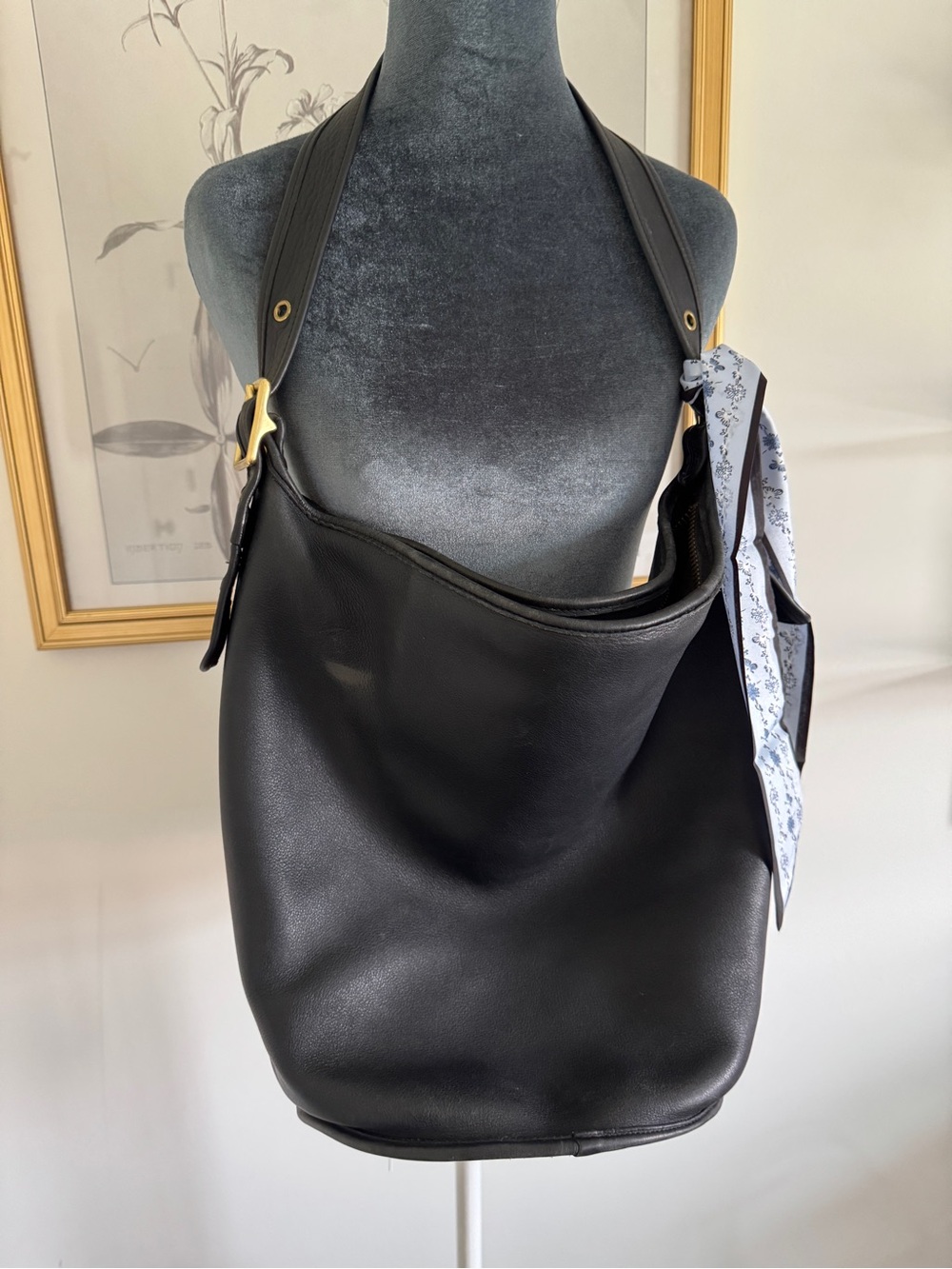 🖤 Vintage USA Coach Duffle Sac 9085 Black Leather Shoulder/Crossbody Bag